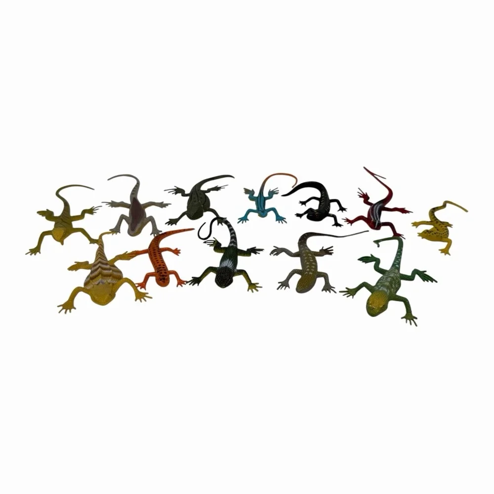 Guaishou Artificial Model‎ Reptile Lizard Animal 12 Piece Set, Multi Color